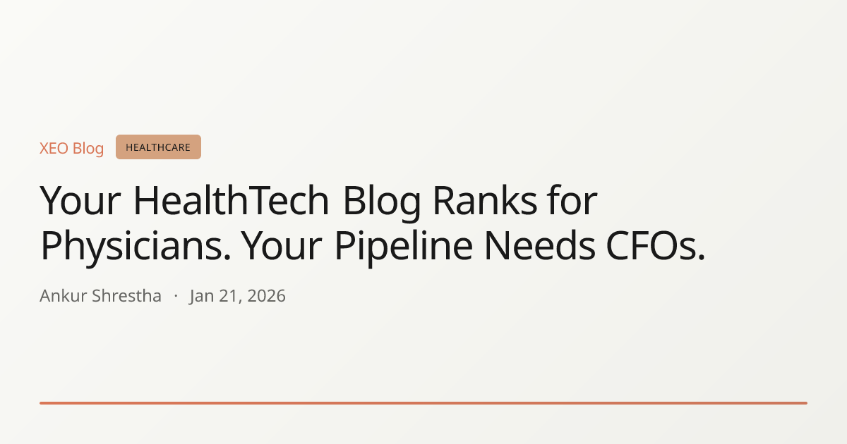 Your HealthTech Blog Ranks for Physicians. Your Pipeline Needs CFOs.